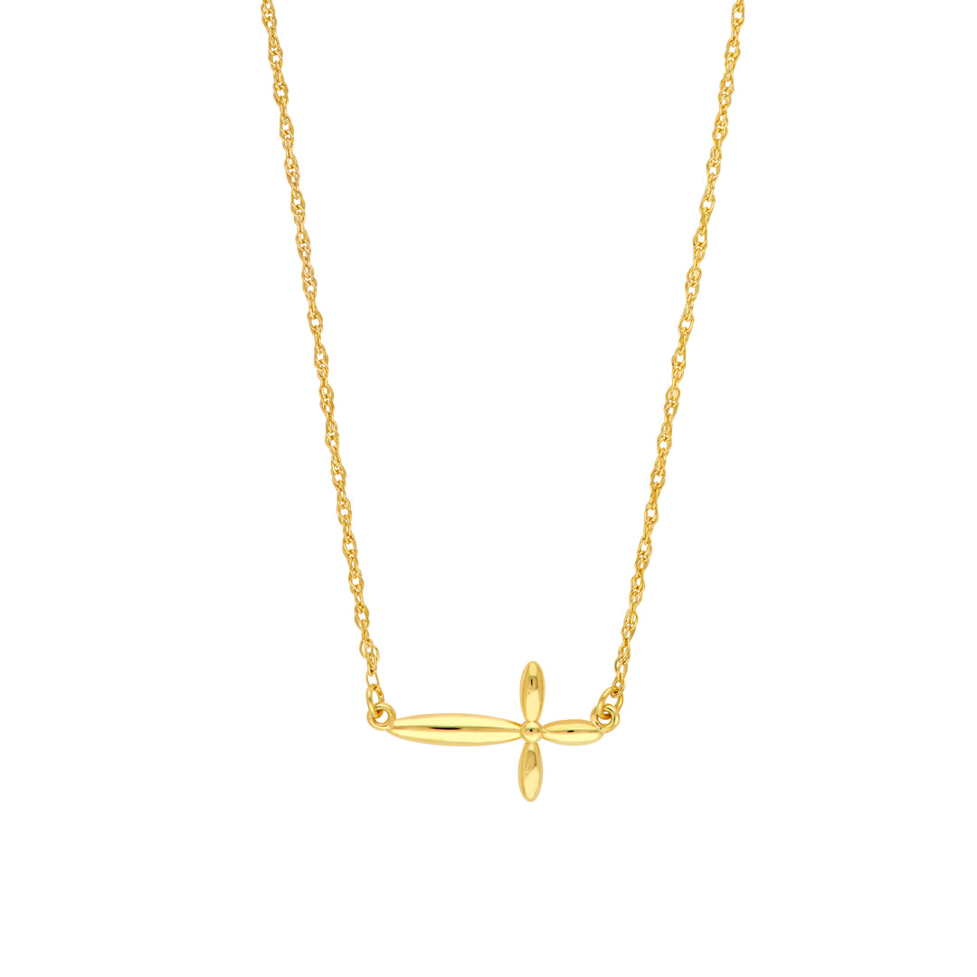 Puffy East West Cross Pendant Necklace