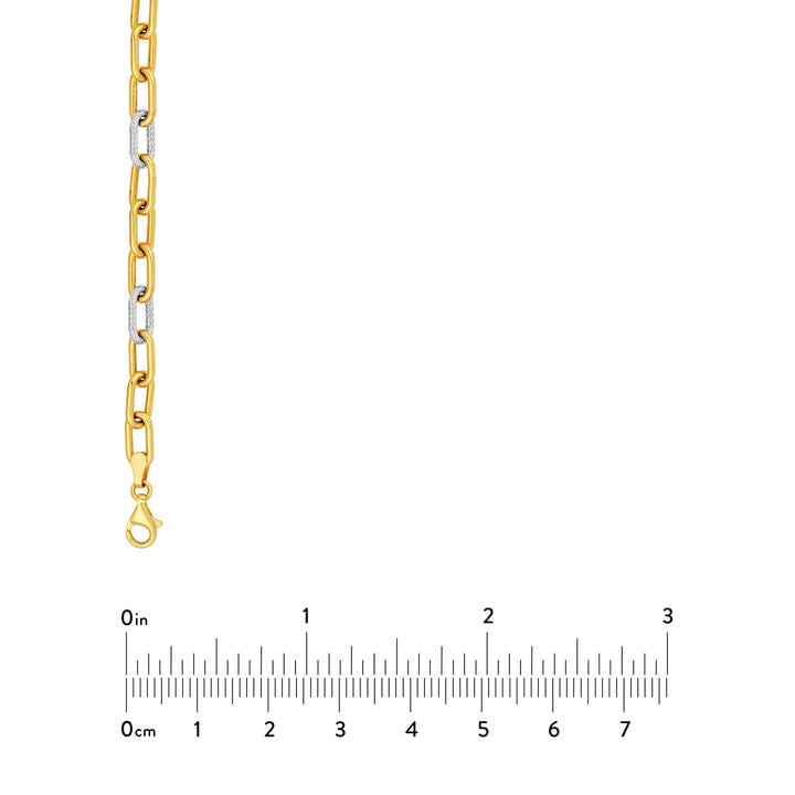 5.90mm Two-Tone Oval 3+1 Link Necklace