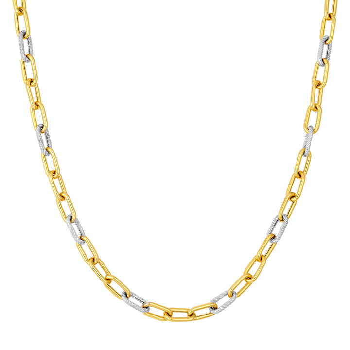 5.90mm Two-Tone Oval 3+1 Link Necklace