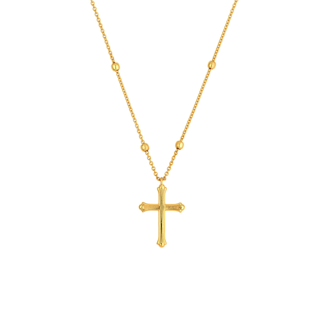 Bead Station Cross Pendant Necklace