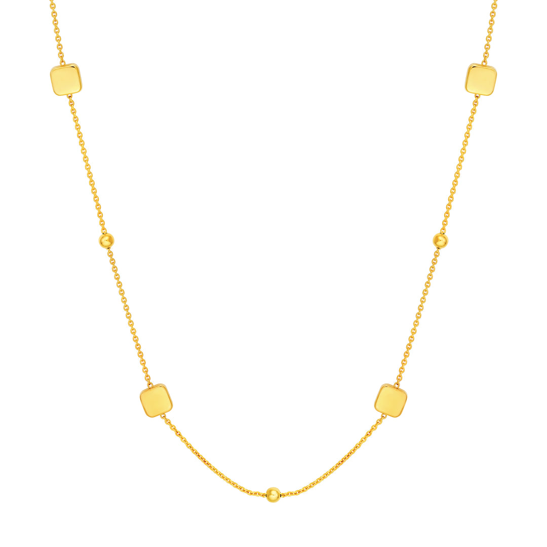 Square and Round Bead Station Necklace