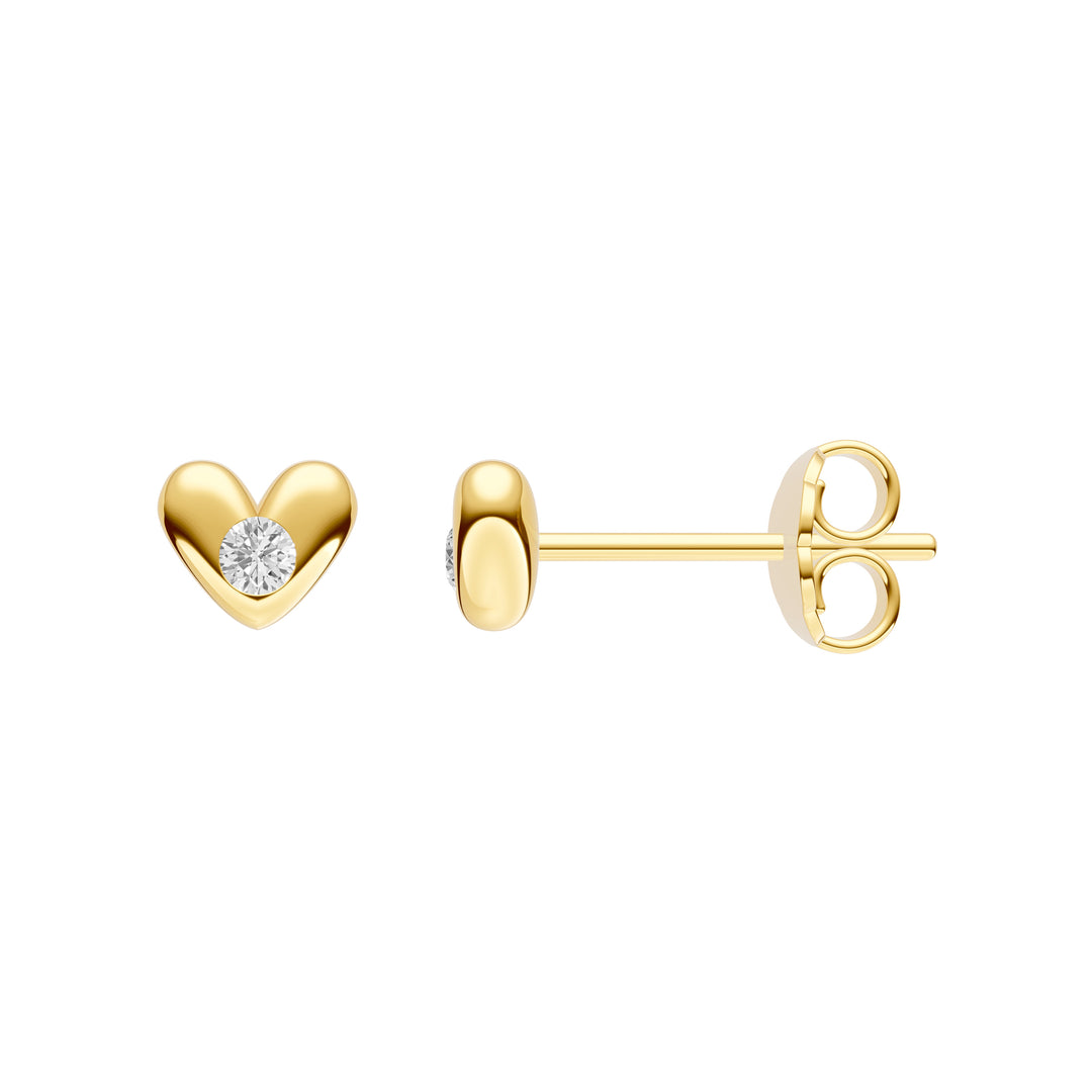 1/20tcw Diamond Puff Heart Stud Earrings