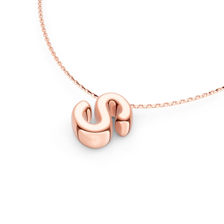 Puffy Bubble Initial ‘S’ Necklace