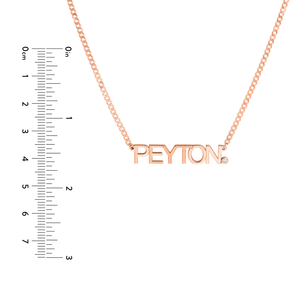 Block Nameplate Curb Chain Necklace w/Diamond
