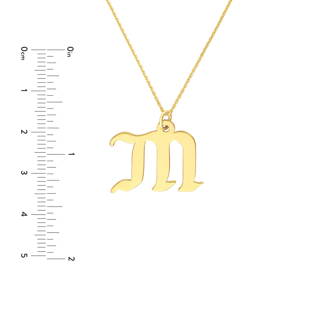 Gothic Initial Pendant Necklace
