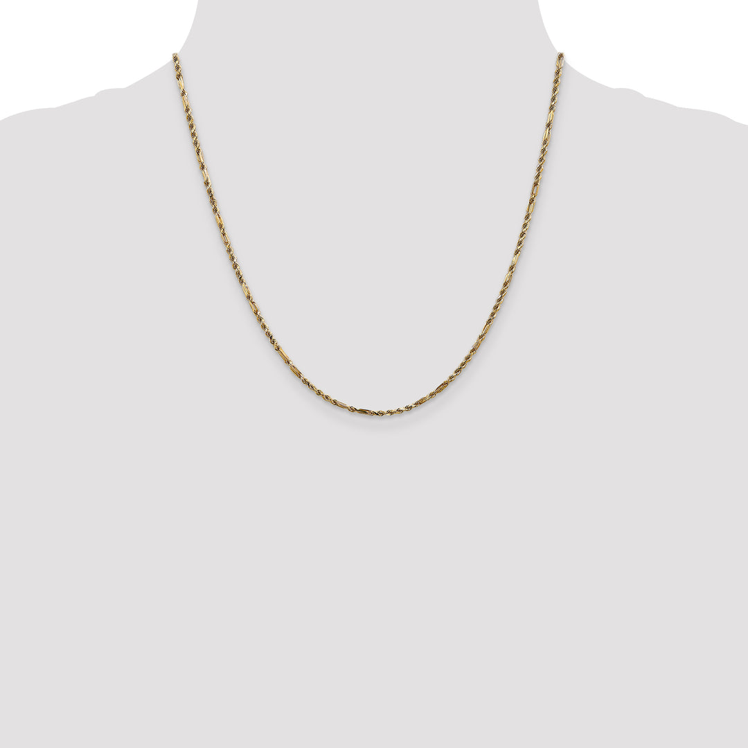 14k 2.25mm D/C Milano Rope Chain