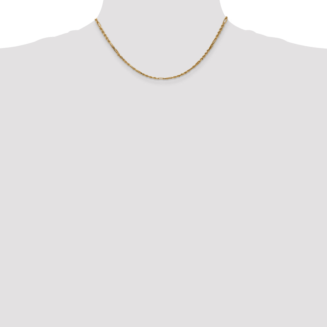 14k 2.5mm D/C Milano Rope Chain