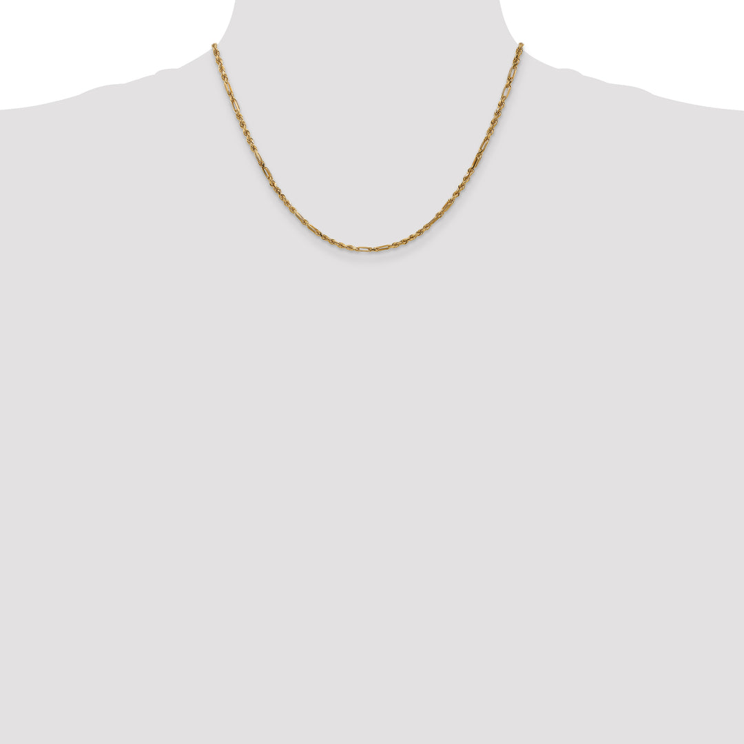 14k 2.5mm D/C Milano Rope Chain