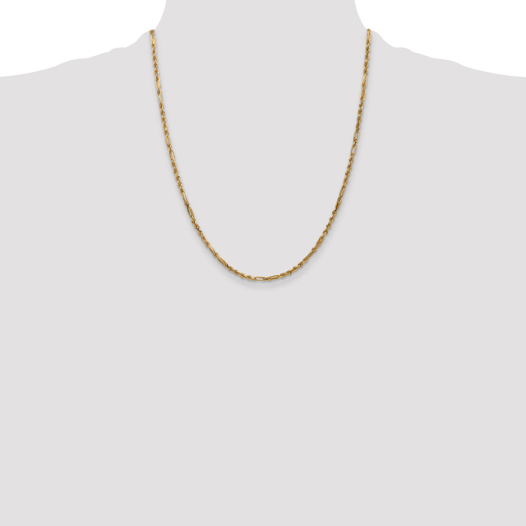 14k 2.5mm D/C Milano Rope Chain