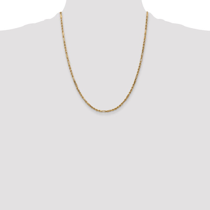 14k 2.5mm D/C Milano Rope Chain