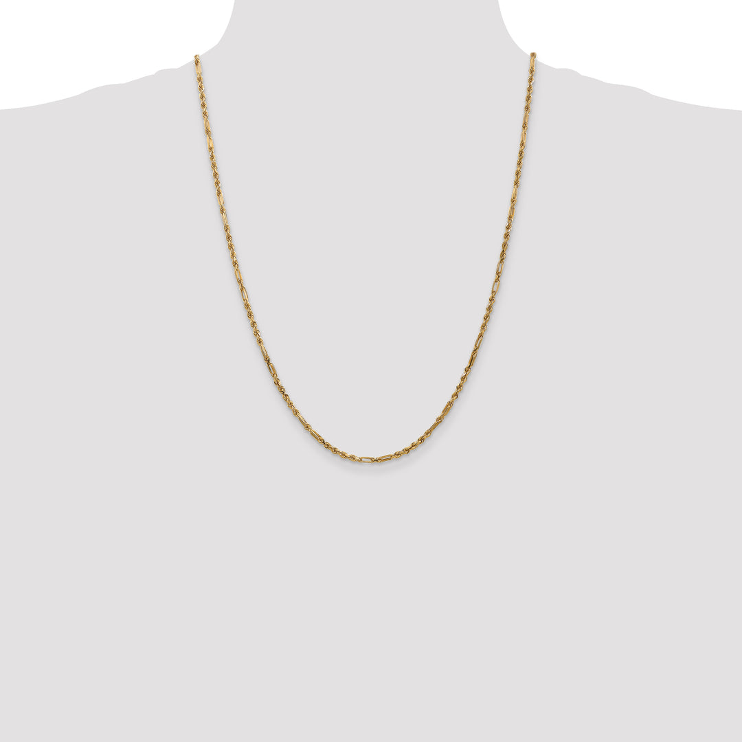 14k 2.5mm D/C Milano Rope Chain
