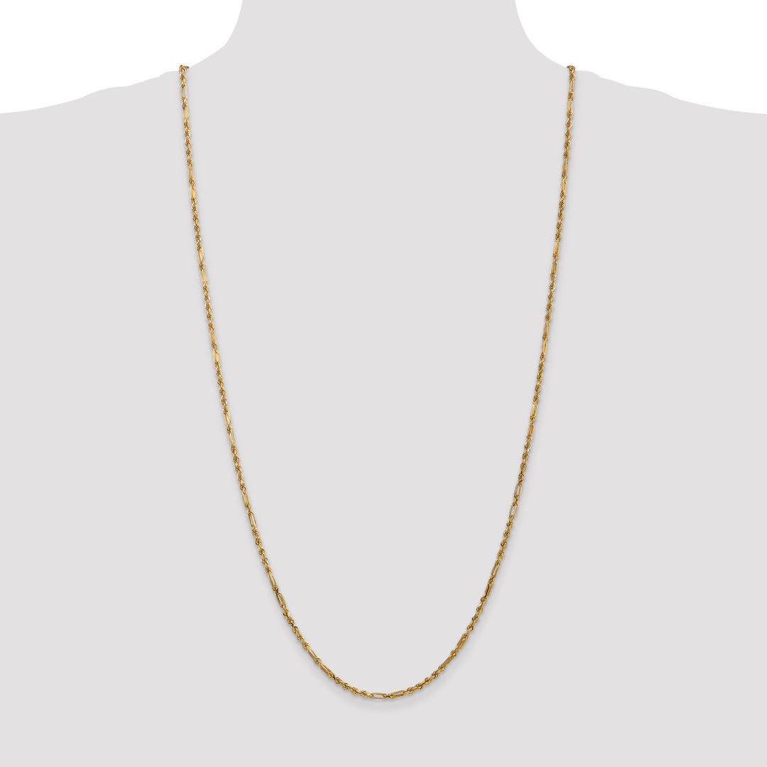 14k 2.5mm D/C Milano Rope Chain