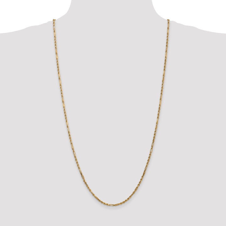 14k 2.5mm D/C Milano Rope Chain