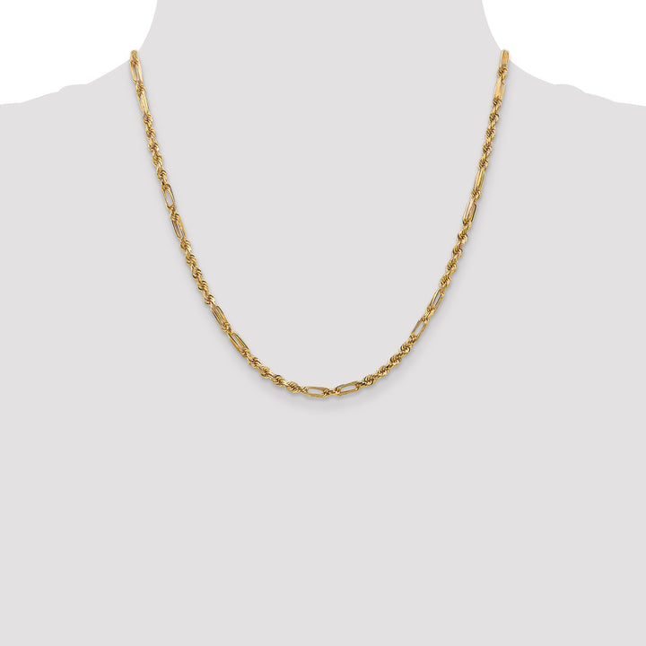 14k 3.0mm D/C Milano Rope Chain