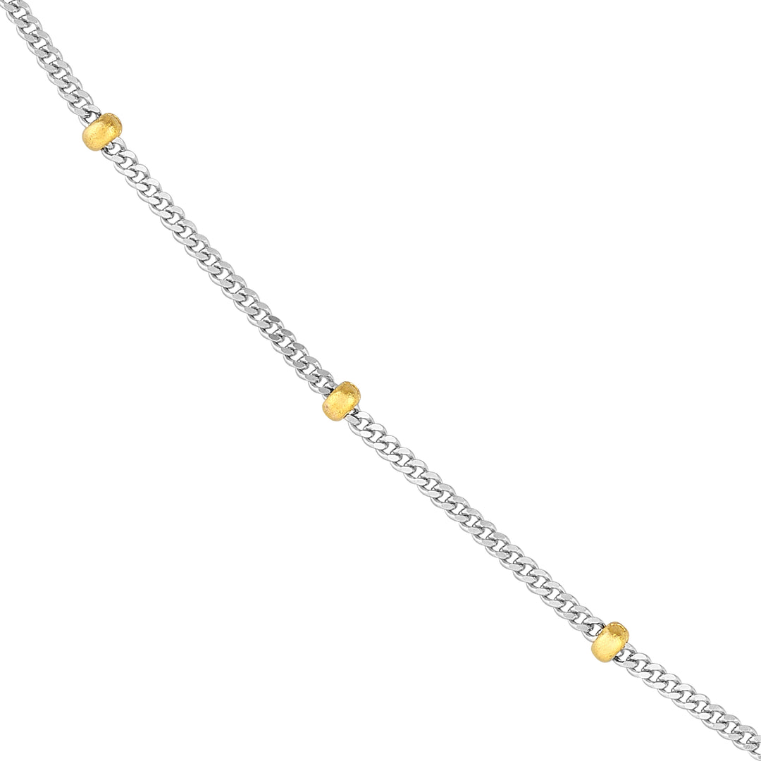 2.0mm Two-Tone Saturn Curb Chain with Lobster Lock