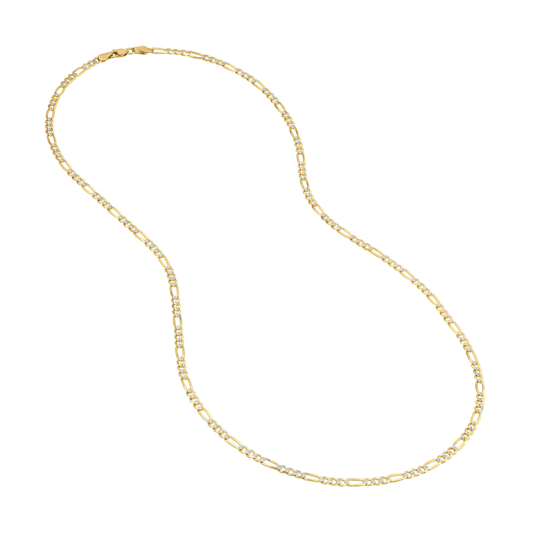 3.2mm Two-Tone Pavé Figaro Chain with Lobster Lock