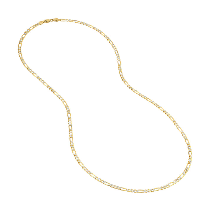 3.2mm Two-Tone Pavé Figaro Chain with Lobster Lock
