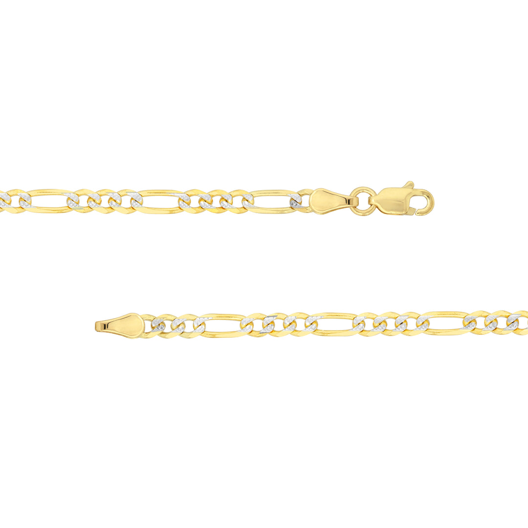3.2mm Two-Tone Pavé Figaro Chain with Lobster Lock