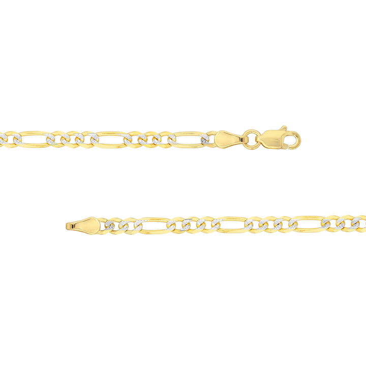 3.2mm Two-Tone Pavé Figaro Chain with Lobster Lock