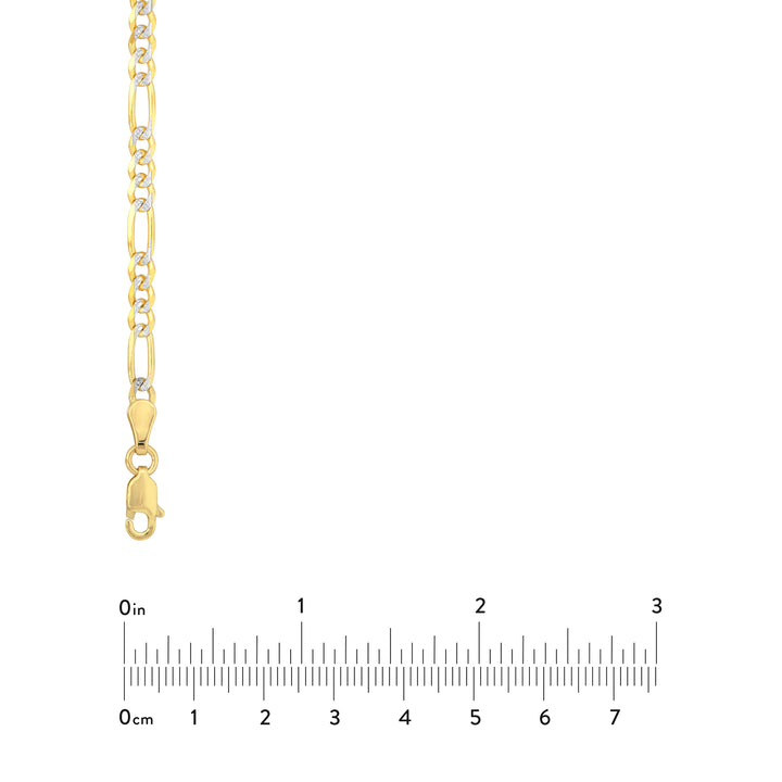 3.2mm Two-Tone Pavé Figaro Chain with Lobster Lock