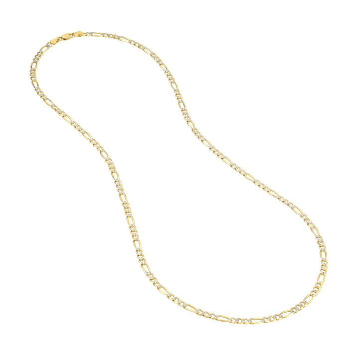 3.9mm Two-Tone Pavé Figaro Chain with Lobster Lock