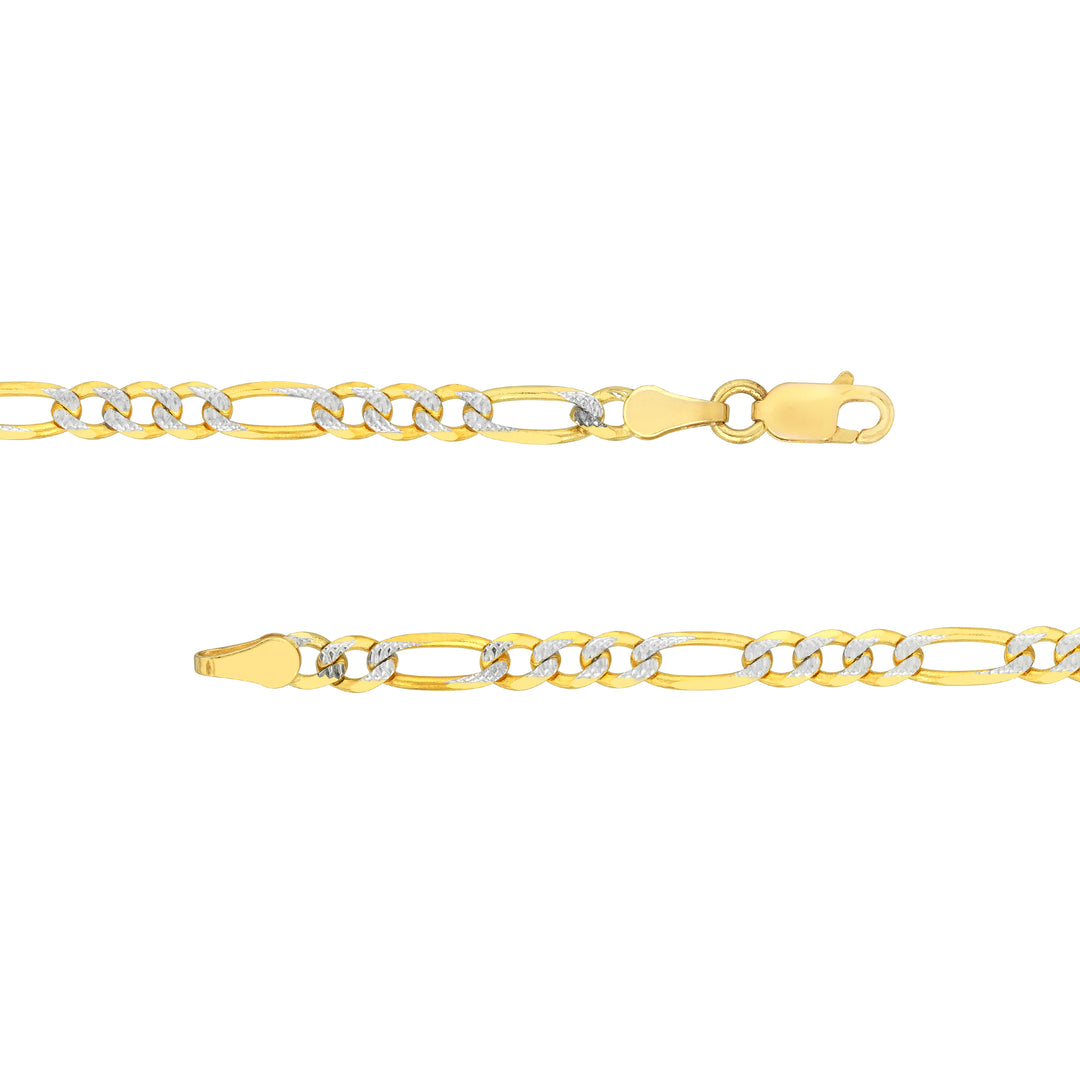 3.9mm Two-Tone Pavé Figaro Chain with Lobster Lock