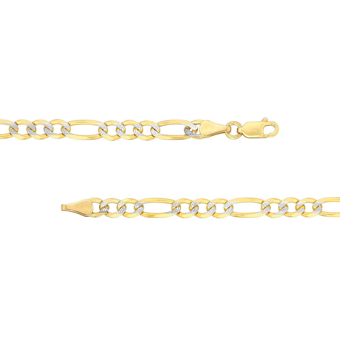 4.75mm Two-Tone Pavé Figaro Chain with Lobster Lock