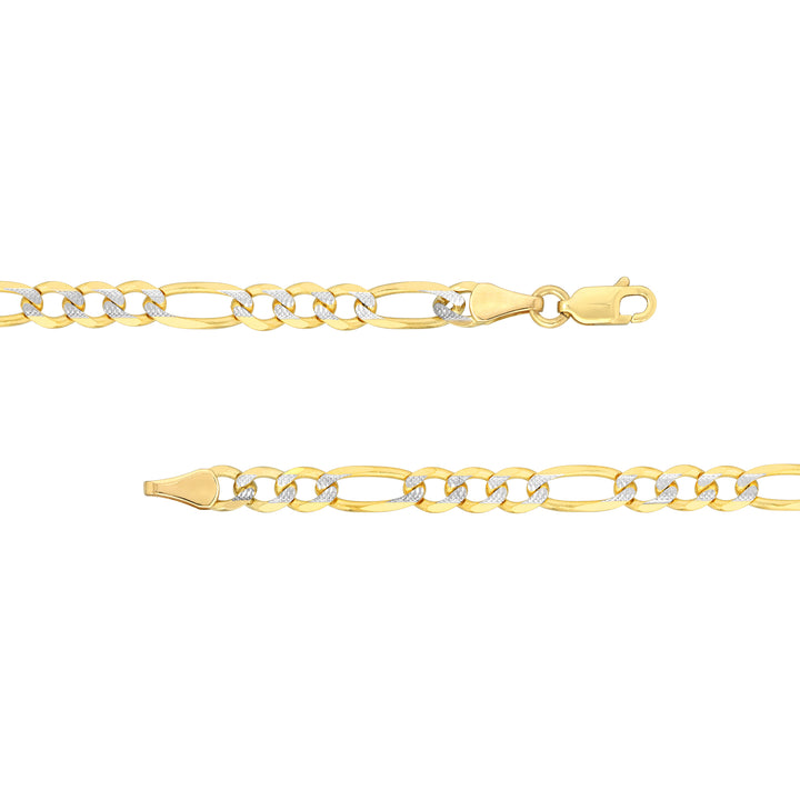 4.75mm Two-Tone Pavé Figaro Chain with Lobster Lock