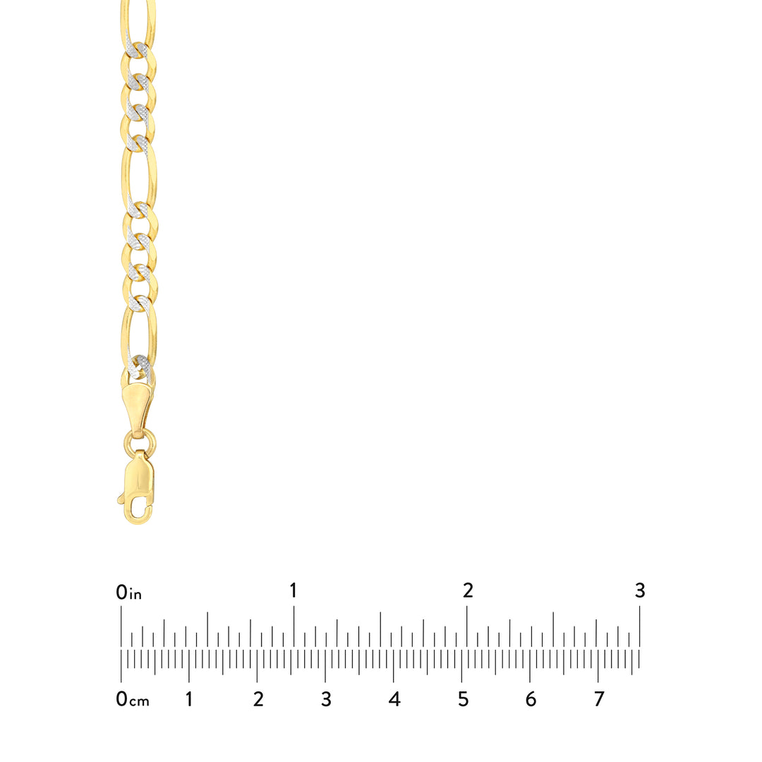 4.75mm Two-Tone Pavé Figaro Chain with Lobster Lock
