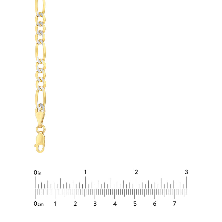 4.75mm Two-Tone Pavé Figaro Chain with Lobster Lock