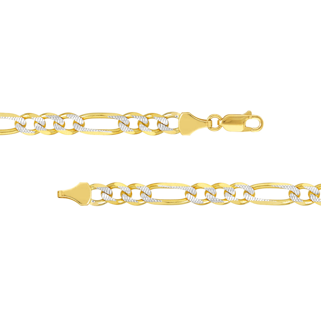 5.8mm Two-Tone Pavé Figaro Chain with Lobster Lock