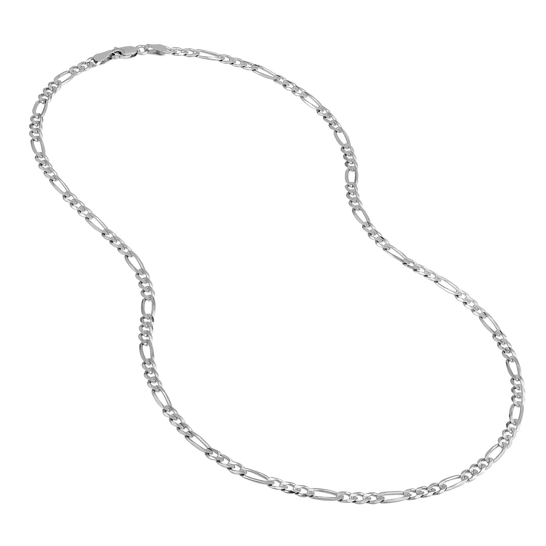 Sterling Silver 3.9mm Concave Figaro Chain with Lobster Lock