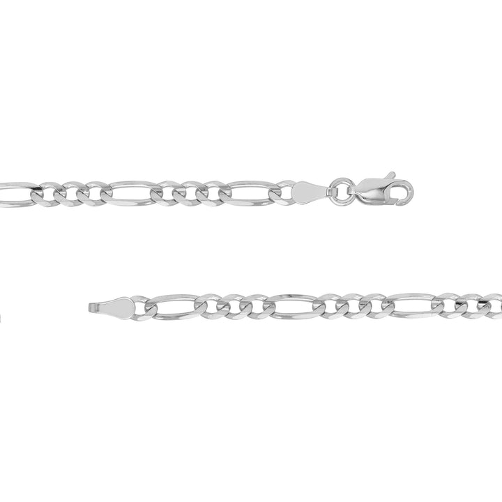 Sterling Silver 3.9mm Concave Figaro Chain with Lobster Lock