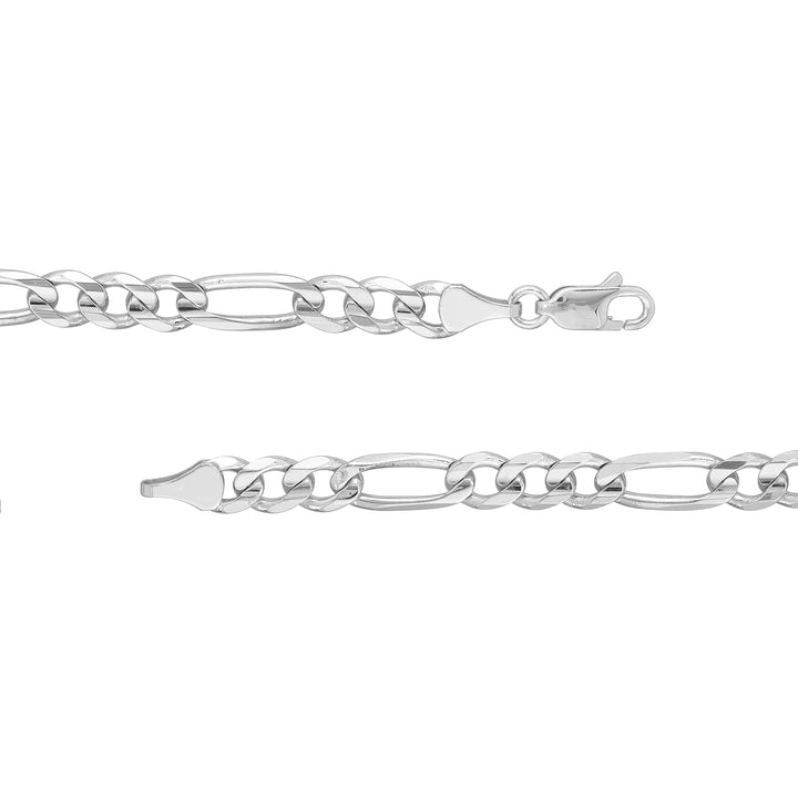 Sterling Silver 5.8mm Concave Figaro Chain with Lobster Lock