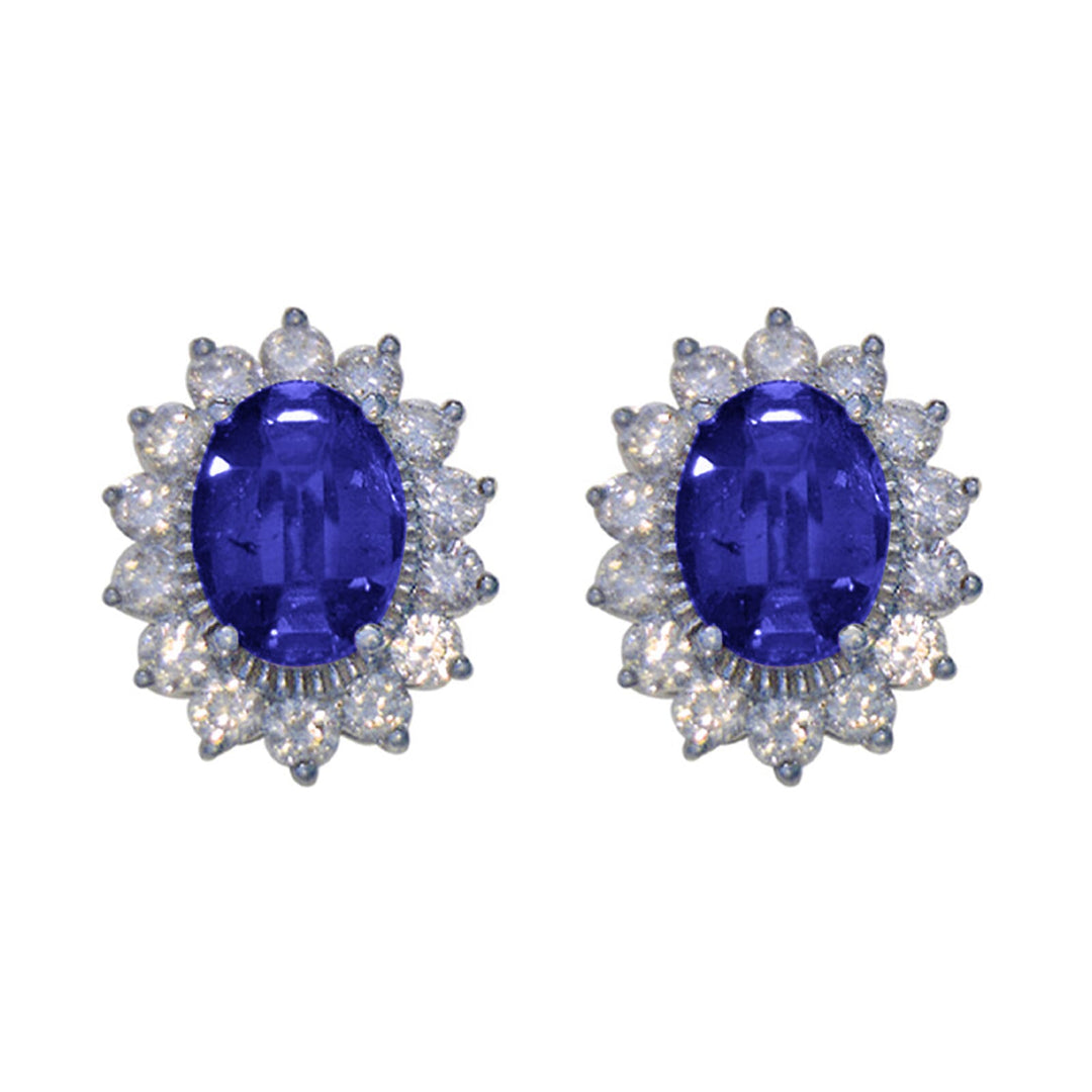 14Kt White Gold Diamond 1Ctw & Sapphire 2 1/2Ctw Earring