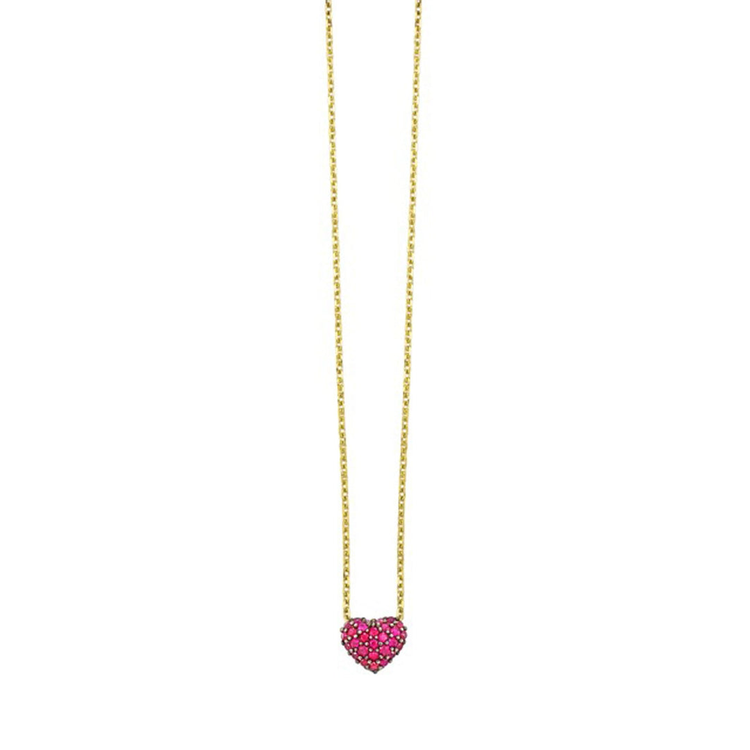 14Kt Yellow Gold Ruby 1/6Ctw Necklace