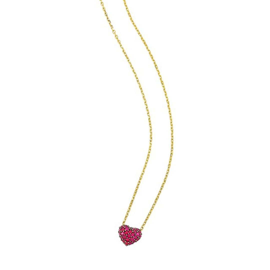 14Kt Yellow Gold Ruby 1/6Ctw Necklace