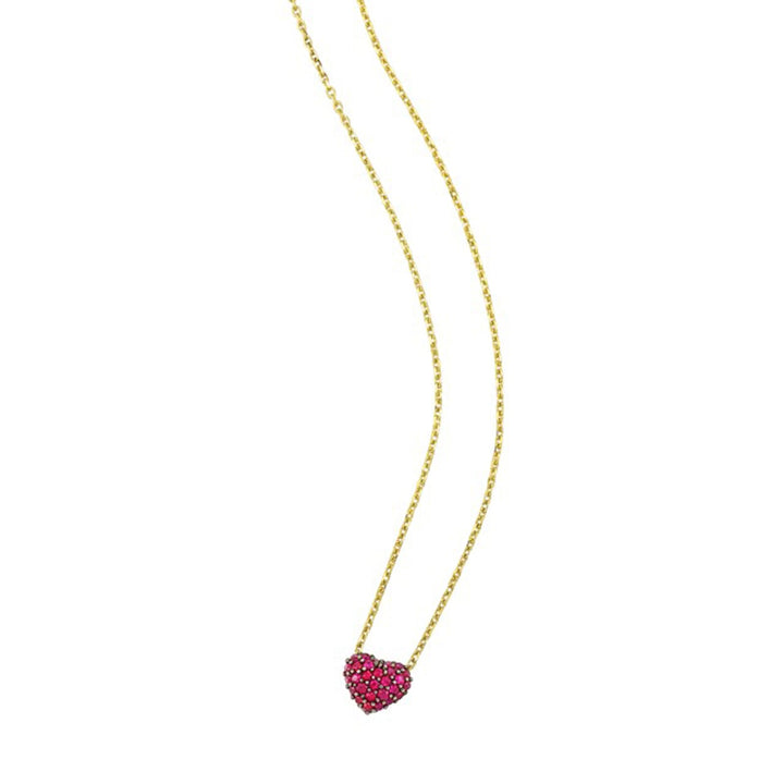 14Kt Yellow Gold Ruby 1/6Ctw Necklace