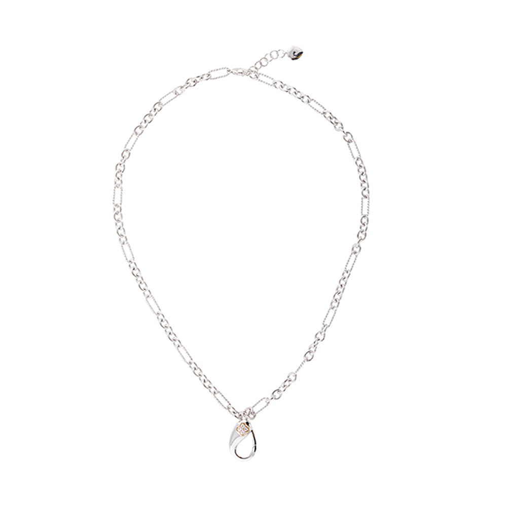 Silver White Yellow Diamond 1/10Ctw Necklace