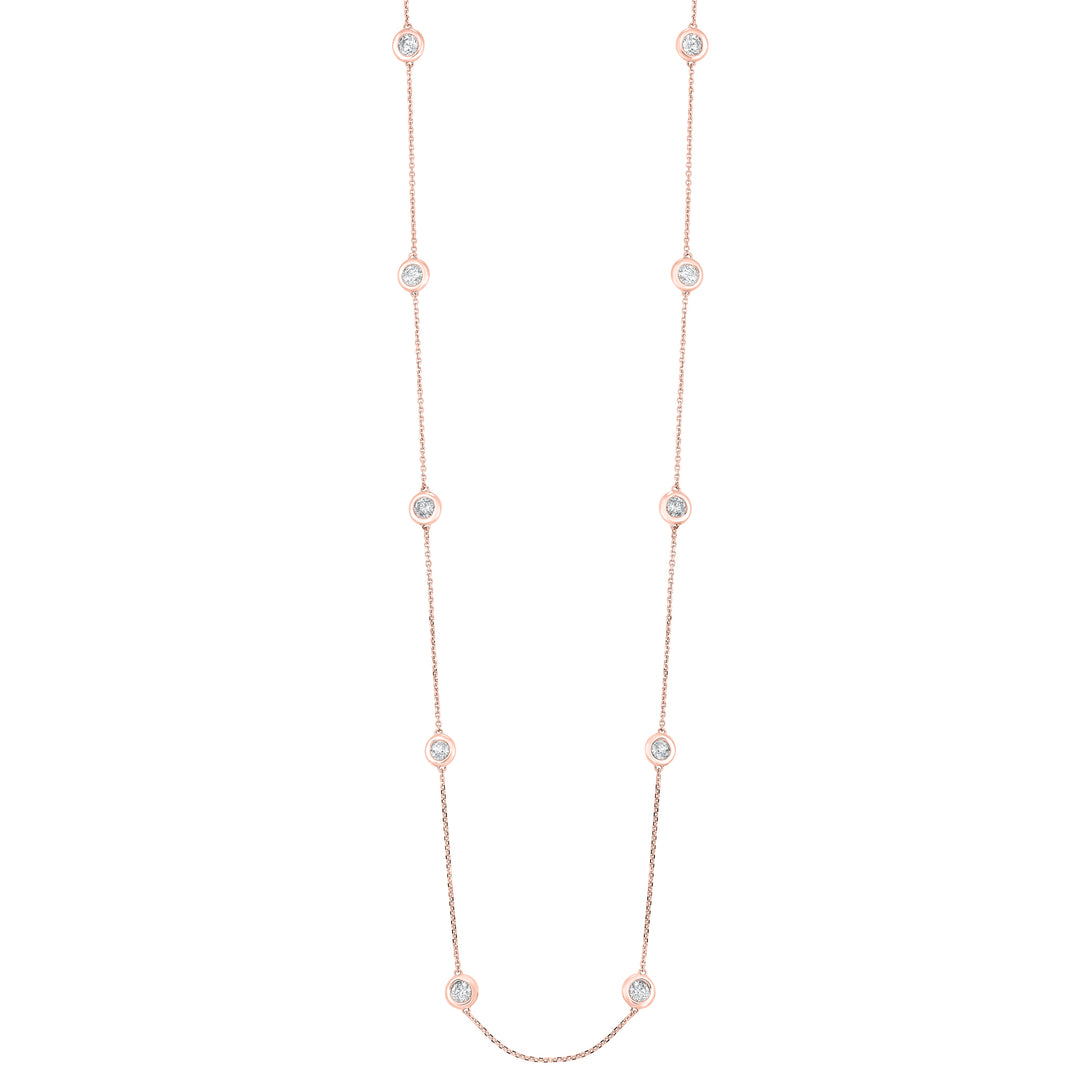 14Kt Rose Gold Diamond 2Ctw Necklace