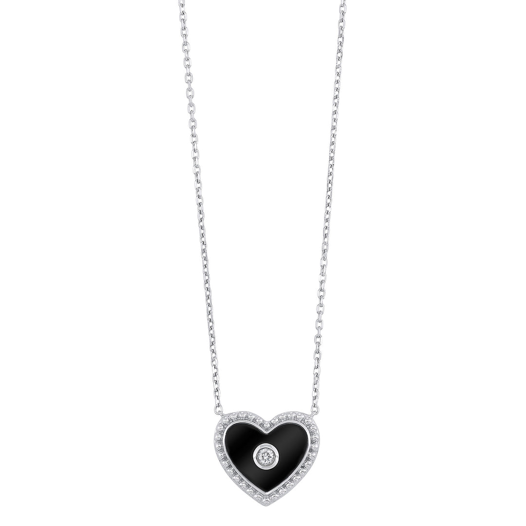 Silver White Diamond 1/50Ctw Necklace