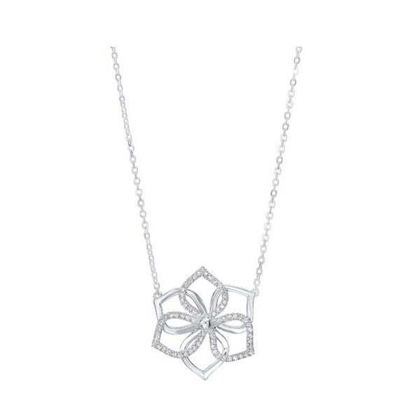 Silver White Diamond 1/5Ctw Necklace