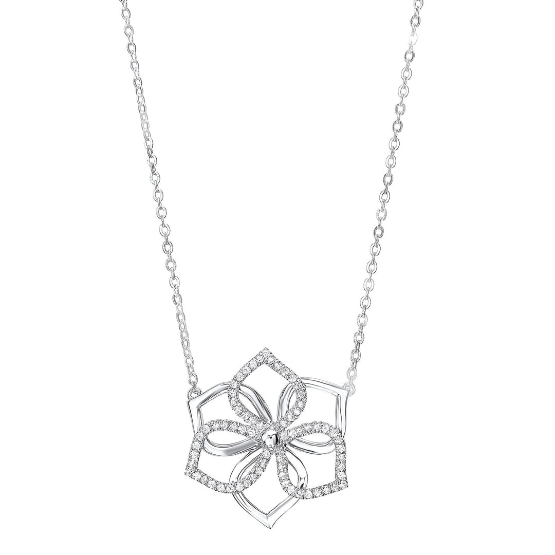Silver White Diamond 1/5Ctw Necklace
