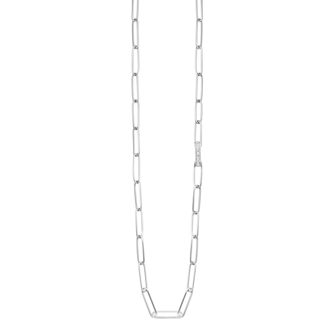 Silver White Diamond 1/10Ctw Necklace