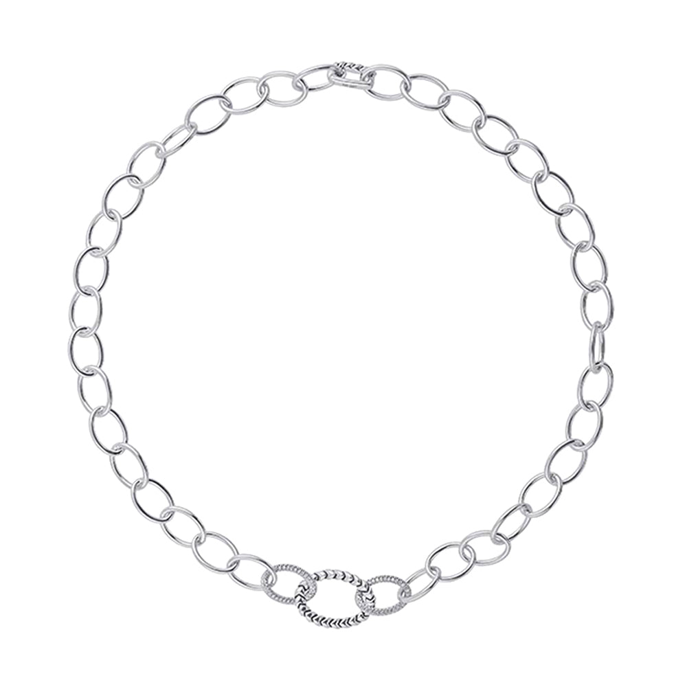 Silver White Diamond 1/7Ctw Necklcae
