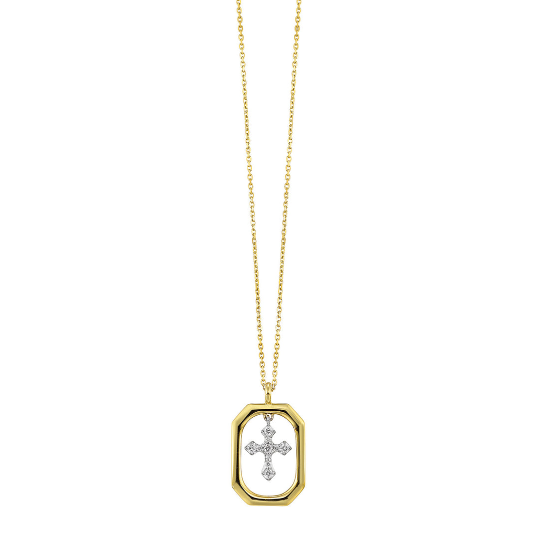 14Kt White Yellow Gold Diamond 1/12Ctw Necklace