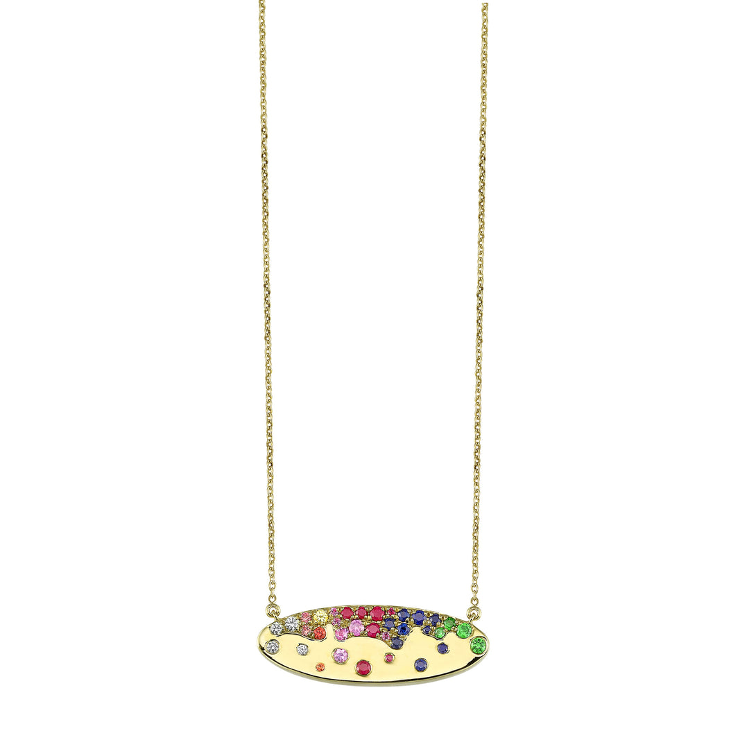 10Kt Yellow Gold & Mix Colorstone 5/8Ctw Necklace