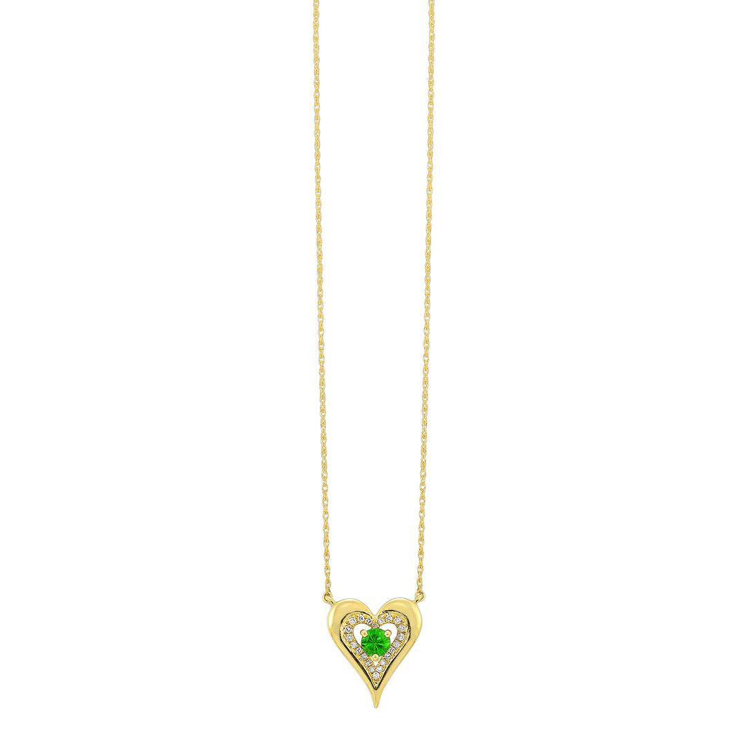 10Kt Yellow Gold Diamond 1/20Ctw & Emerald 1/6Ctw Pendant