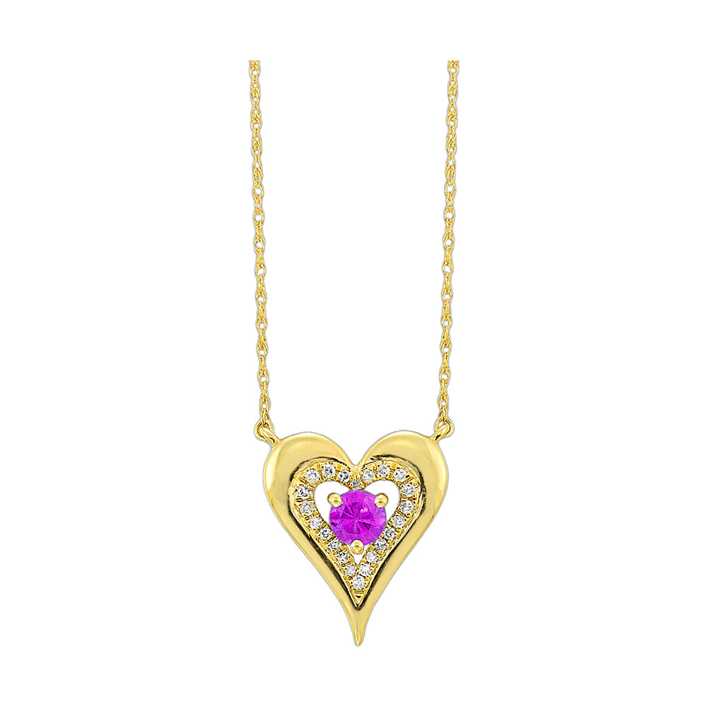 10Kt Yellow Gold Diamond 1/20Ctw & Amethyst 1/6Ctw Pendant