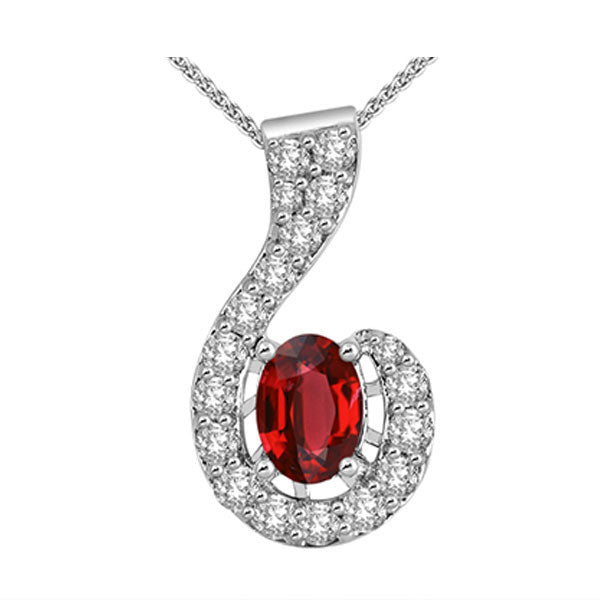 14Kt White Gold Diamond 1/2Ctw & Ruby 1Ctw Pendant